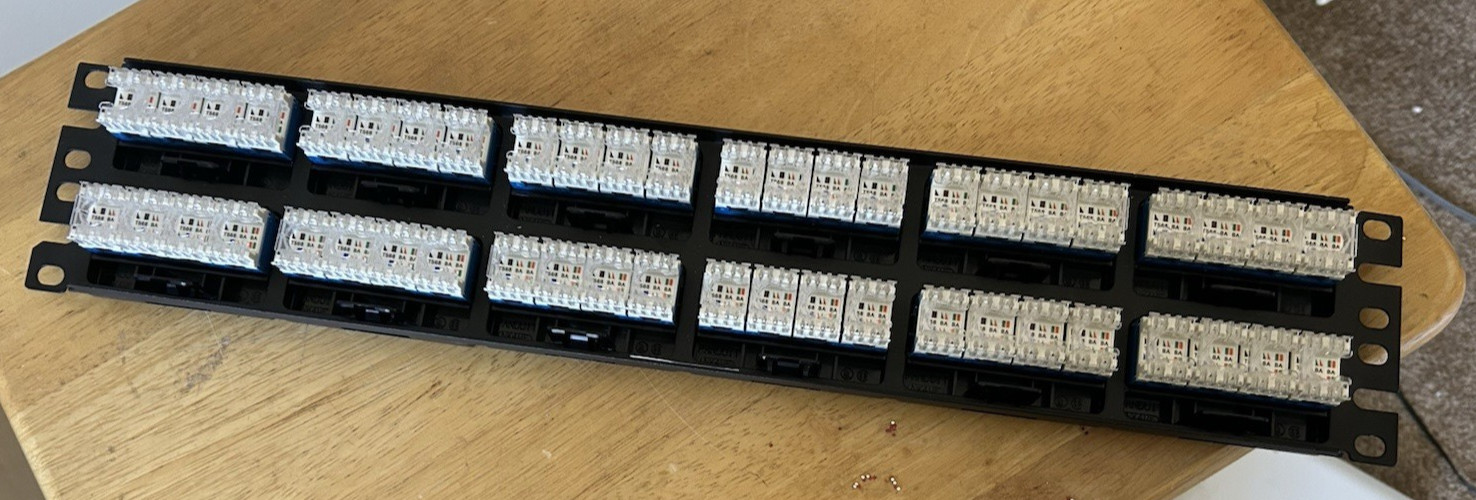 Panduit 48 Port Patch Panel Fully Loaded CAT 6 Keystone Jacks NK4MF