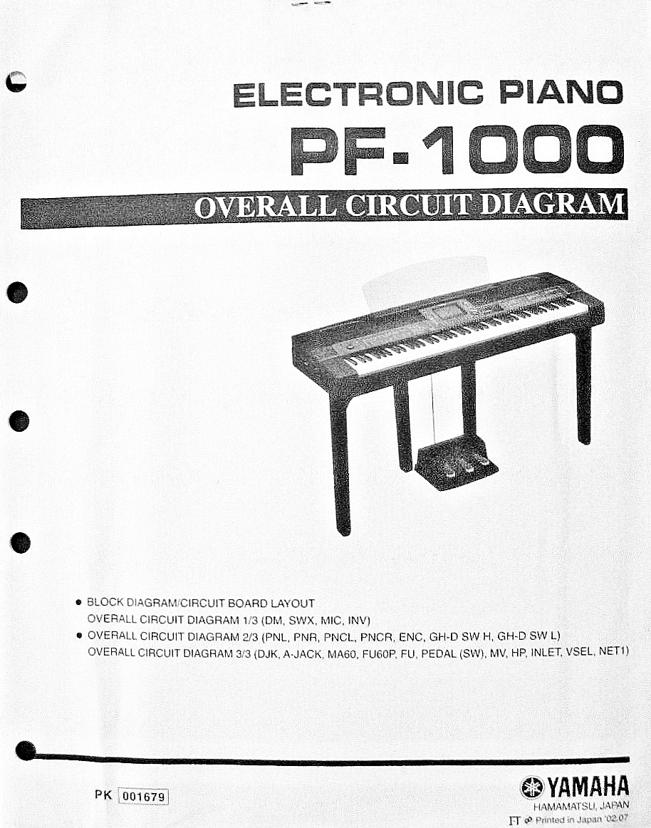 Yamaha PF-1000 Electronic Digital Piano Original Overall Circuit Diagram Sheets