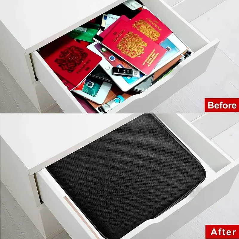 3-Layer Fireproof Document Box with Lock File Storage Box Waterproof Safe Bag US