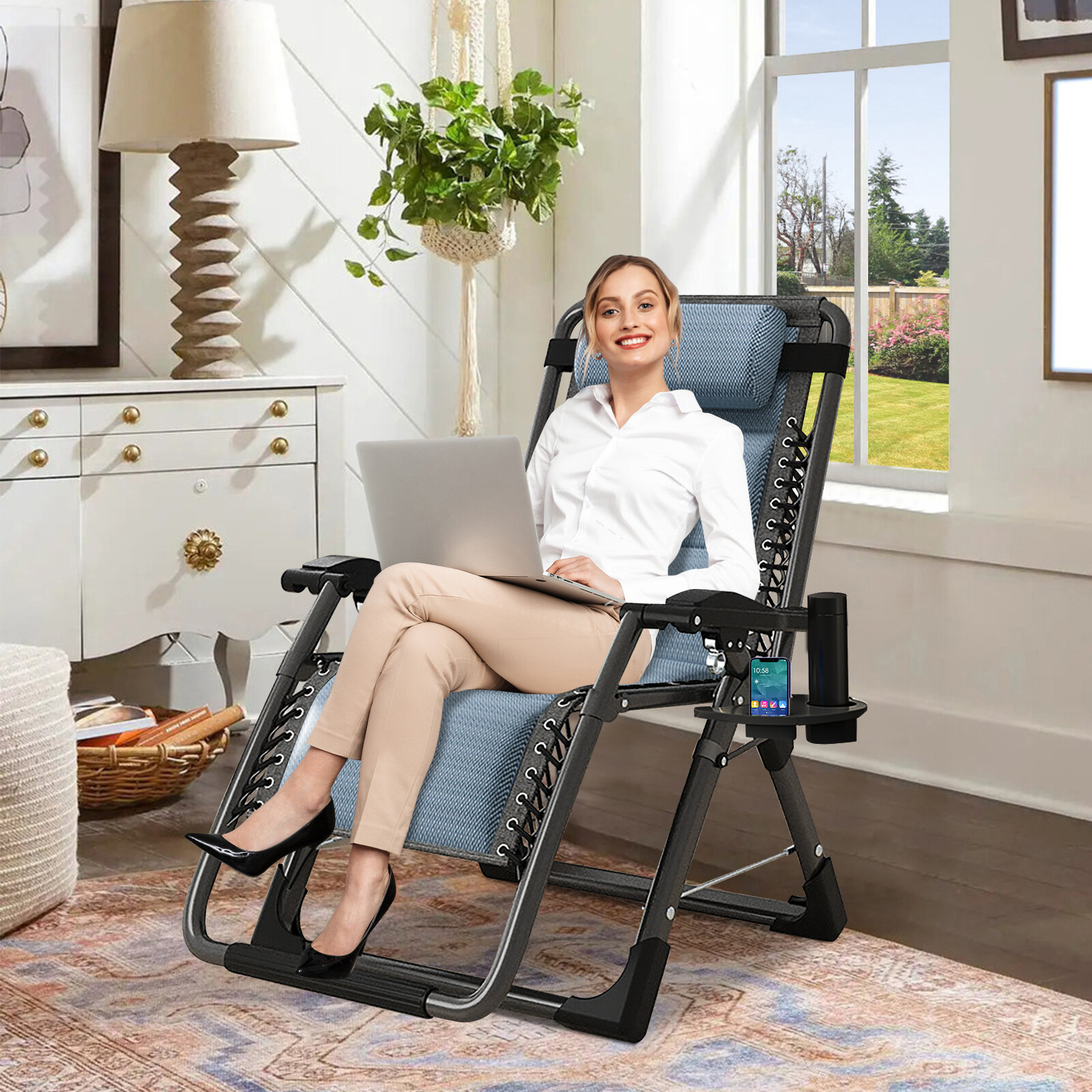 MOPHOTO Zero Gravity Chair Recliner Chaise Lounge & Mattress for Outdoor Indoor