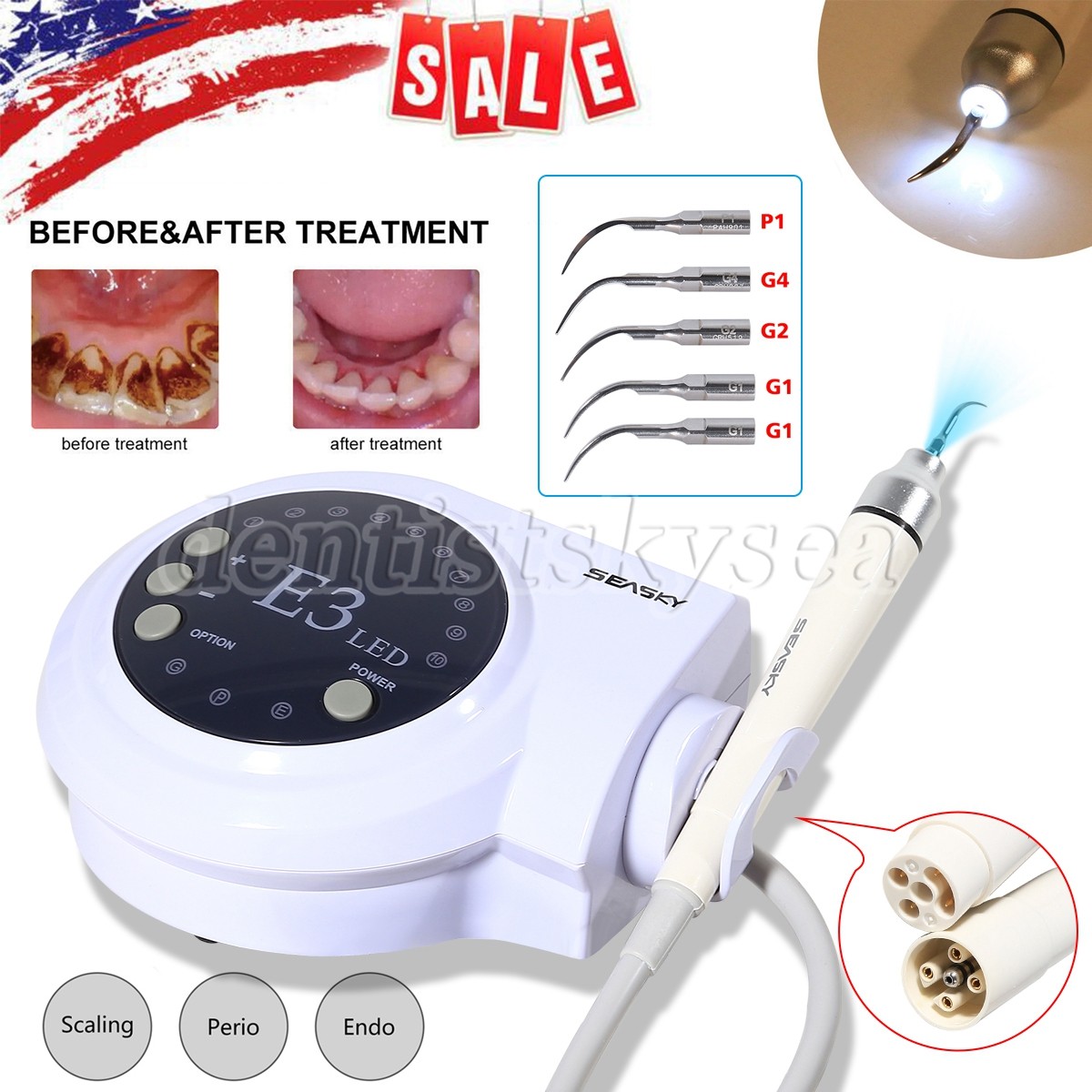 Ultrasonic Scaler w/ LED Detachable Handpiece Fit EMS Cavitron Woodpecker Dental