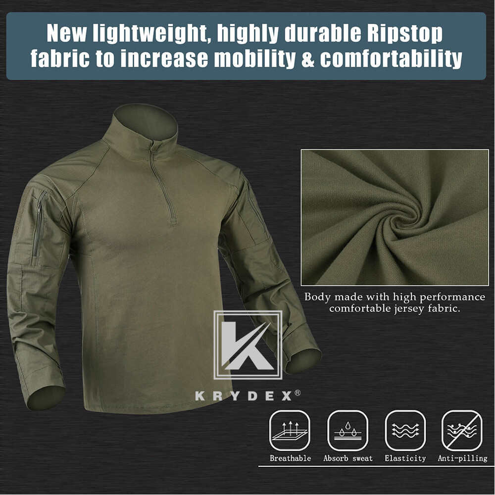 KRYDEX Gen4 Combat Uniform Tactical BDU Shirts & Pants Elbow / Knee Pads Green