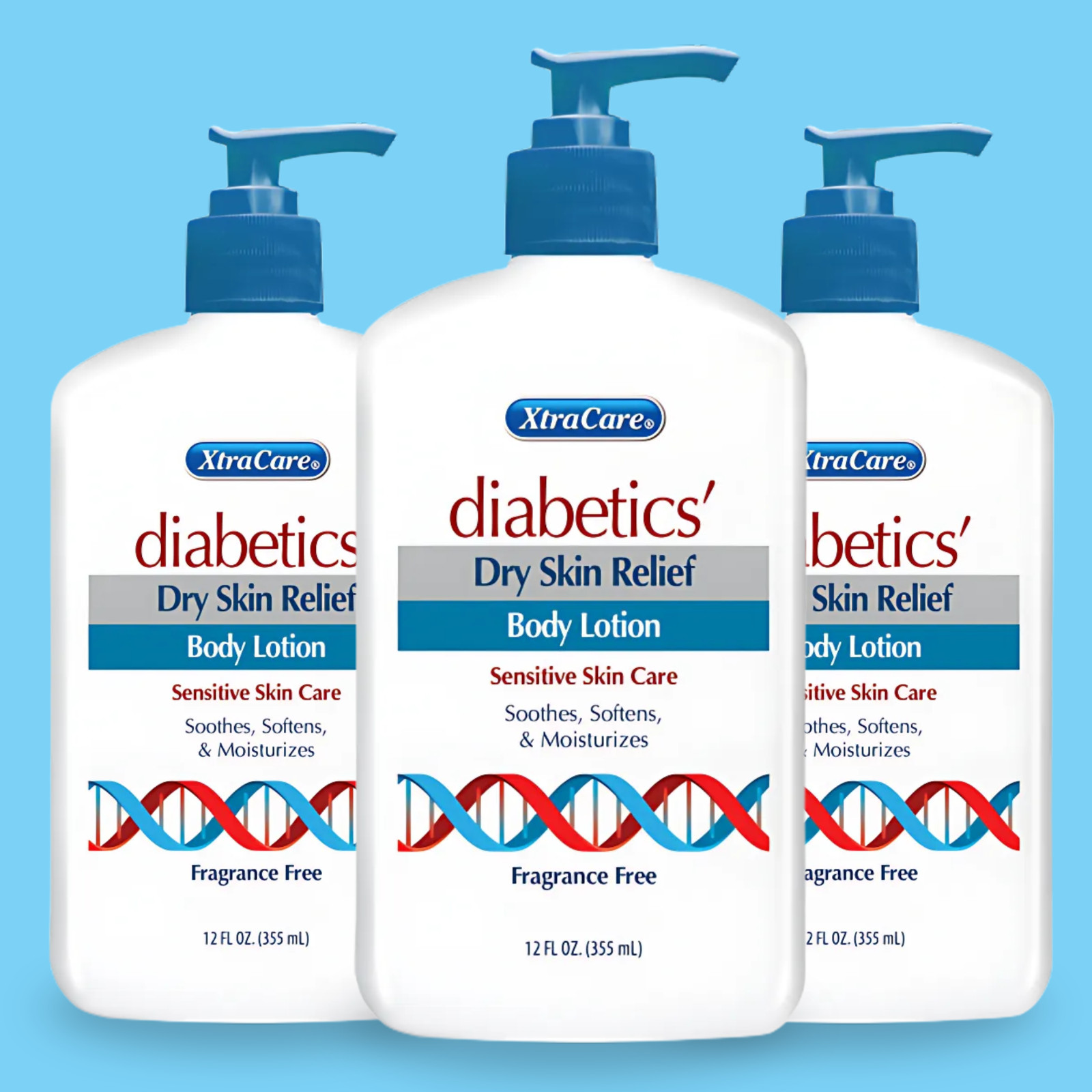 XtraCare Diabetics Dry Skin Body Lotion, Fragance Free - 12 fl oz (3-Pack)