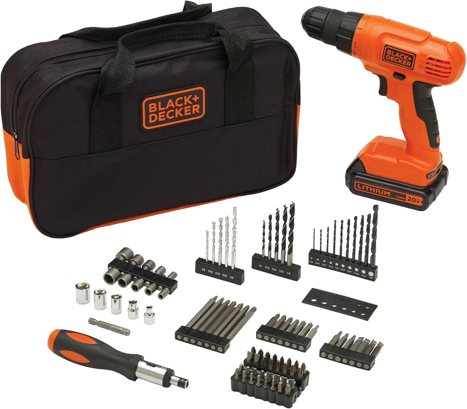 BLACK+DECKER 20V Drill Driver Kit 100pc - Lithium Ion Cordless BDC120VA100