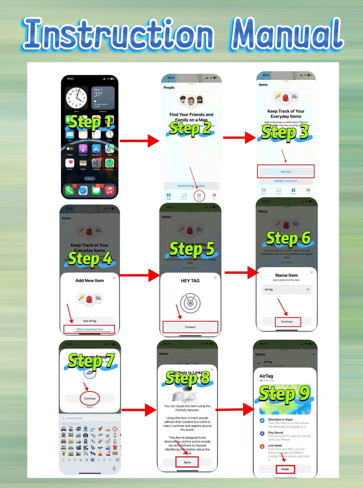 3 PACK Smart Air Tag GPS Bluetooth Tracking for Keys/ IOS & Android, F/S!