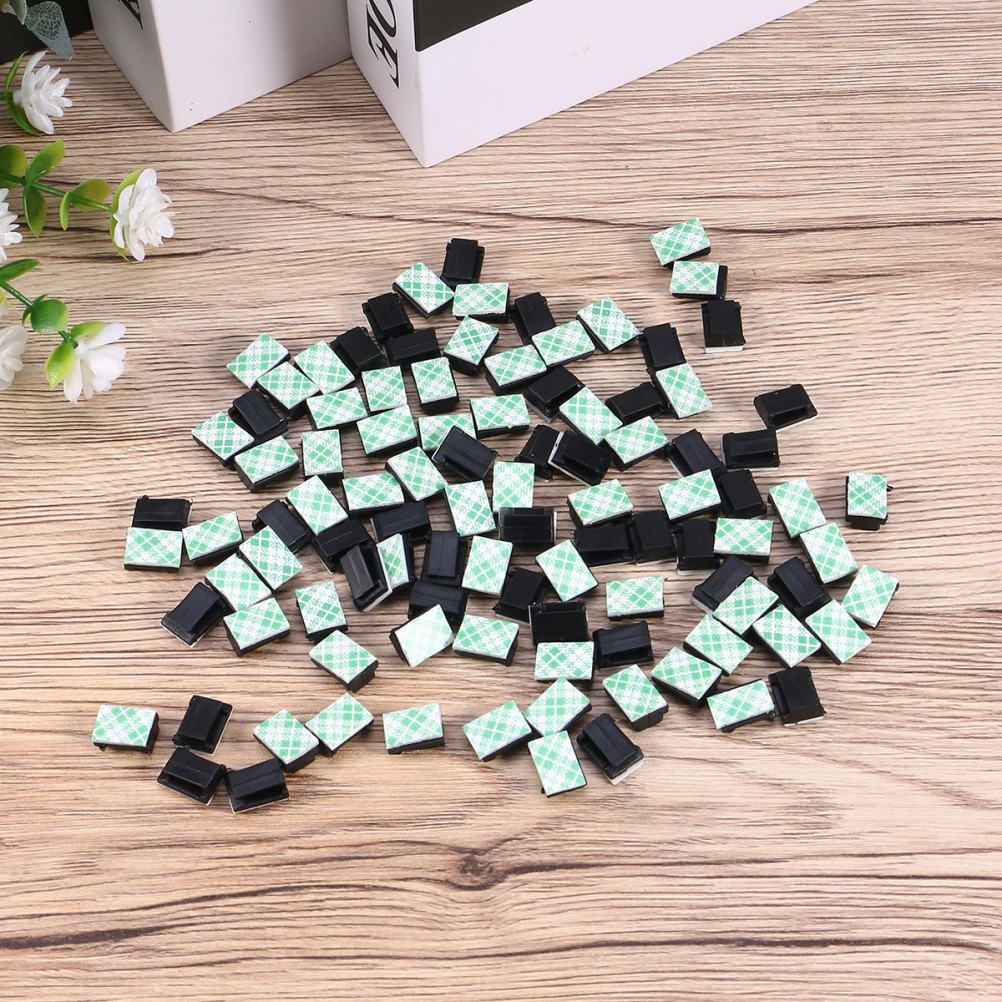 100 Pcs Adhesive Wire Clips Cable Clamps Cable Clip Wire Cord Holder Black
