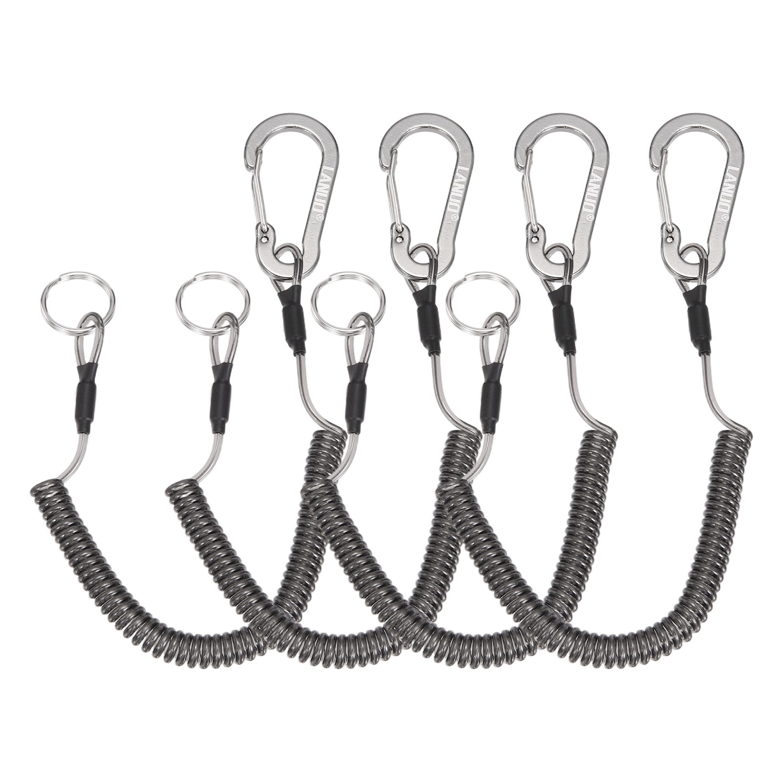 4Pcs 39" Fishing Lanyard Safety Fishing Pole Tether Kayak Paddle Leash Gray