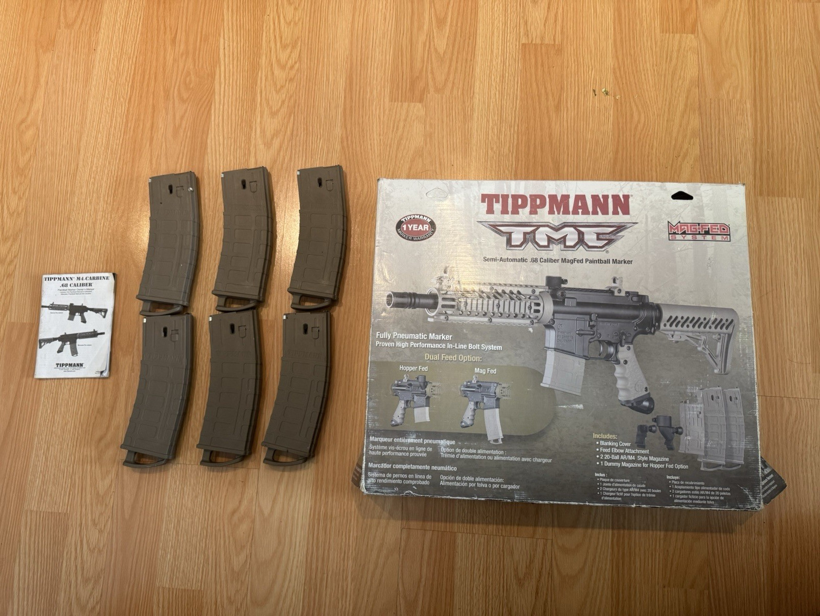 Tippmann TMC Mechanical Semi-Auto Paintball Marker Black w/ 6 Magazines & Box
