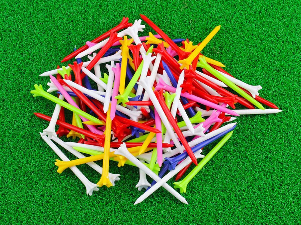 100 Pack Assorted Colors Professional Durable 2 3/4 Inch Plastic Golf Tees Bu...
