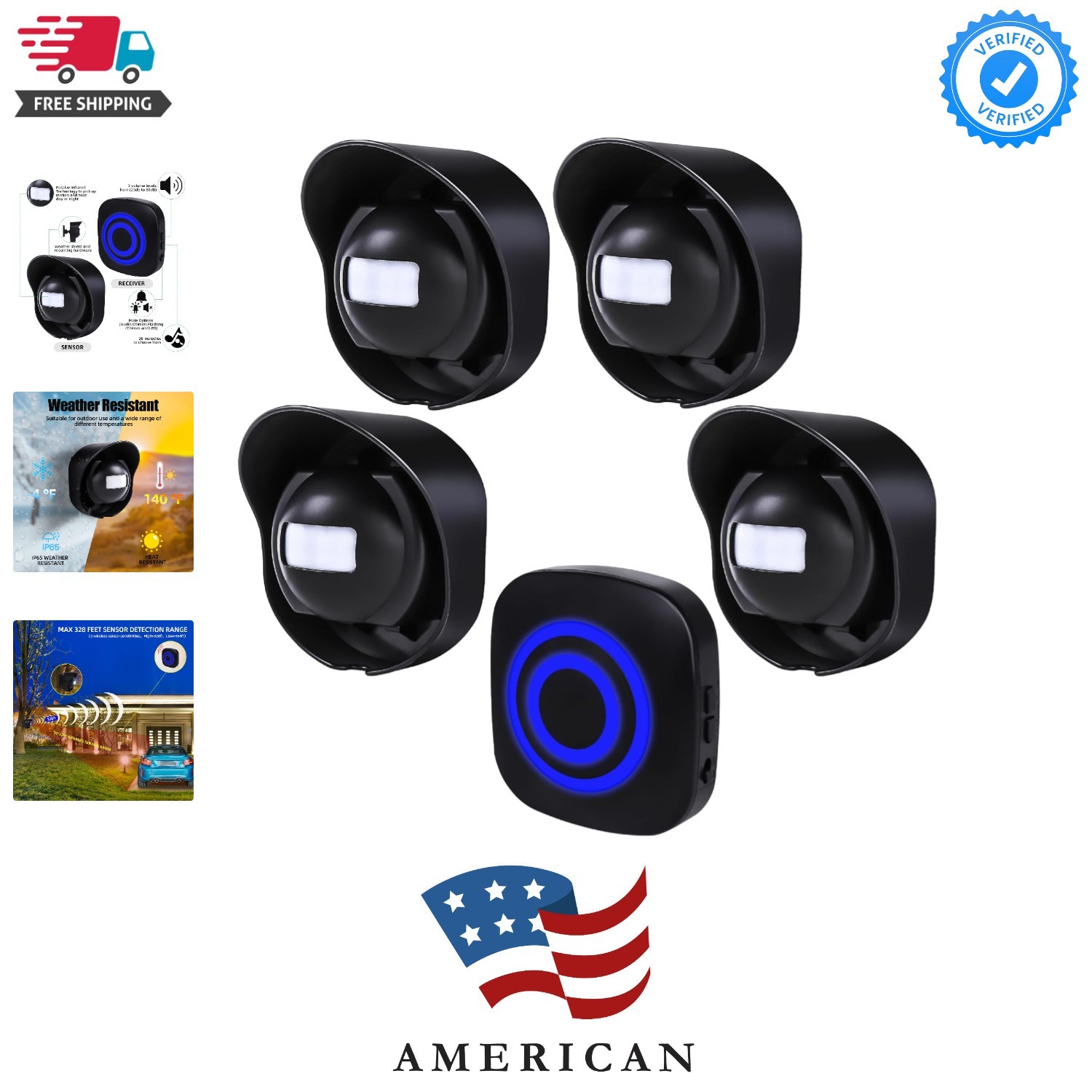 Driveway Alarm-328ft Long Range Wireless Driveway Alarm Weatherproof Outdoor ...