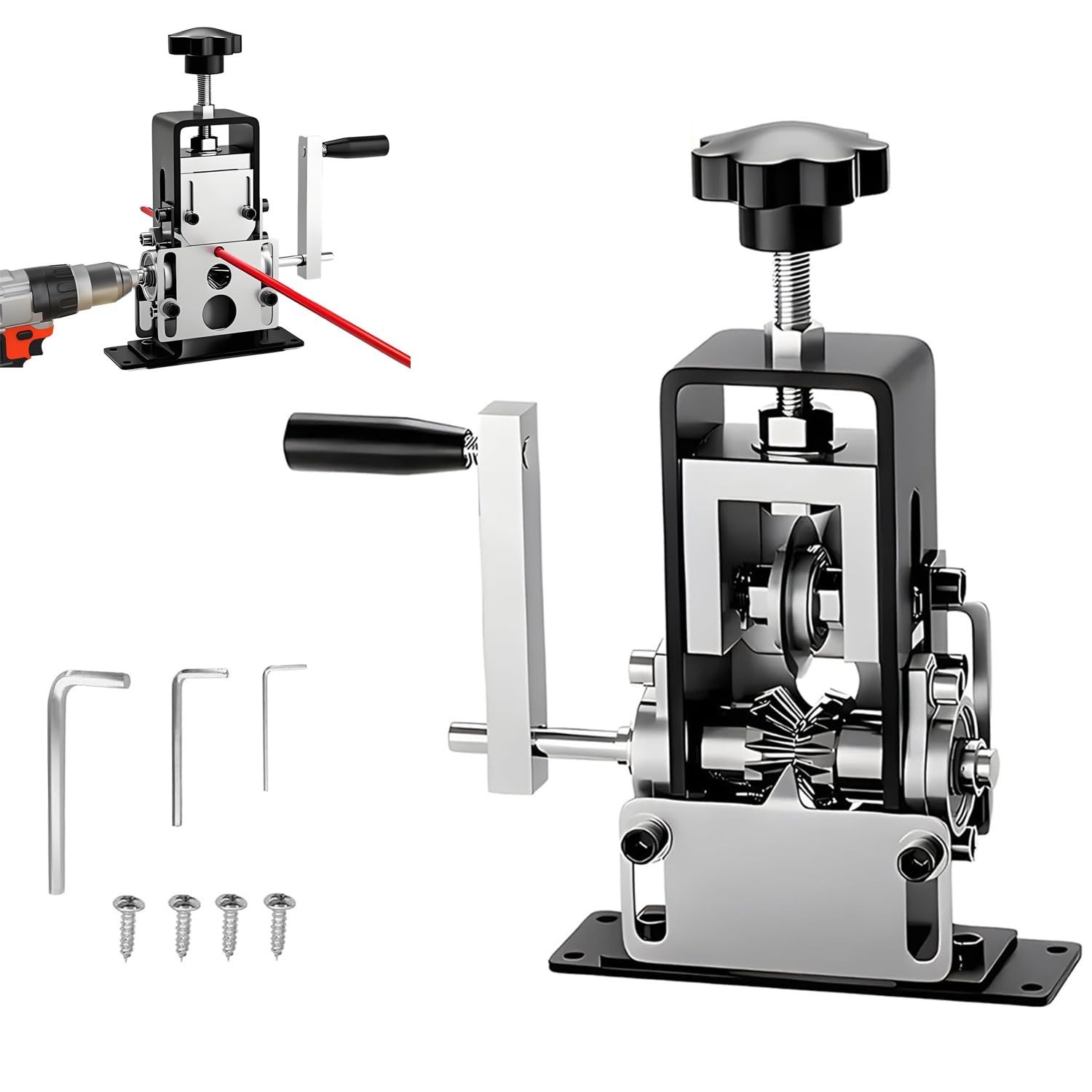 Manual Wire Stripping Machine for Copper Wire Recycling, Drill & Hand Crank Tool