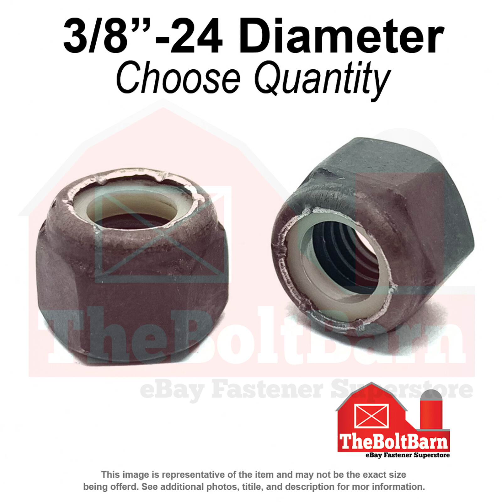 3/8"-24 Grade 8 Nylon Insert Lock Nuts Phos & Oil Fine Thread (Pick Qty)