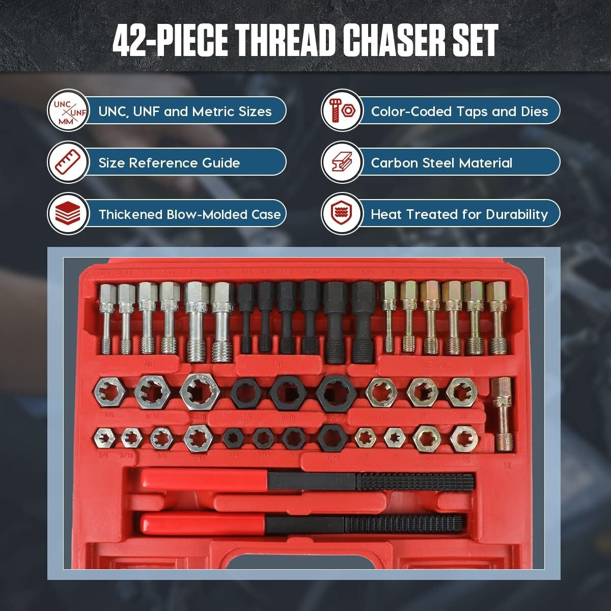 Thread Chaser Set Thread Repair Clean Restorer Kit UNF UNC Rethreading Tap & Die