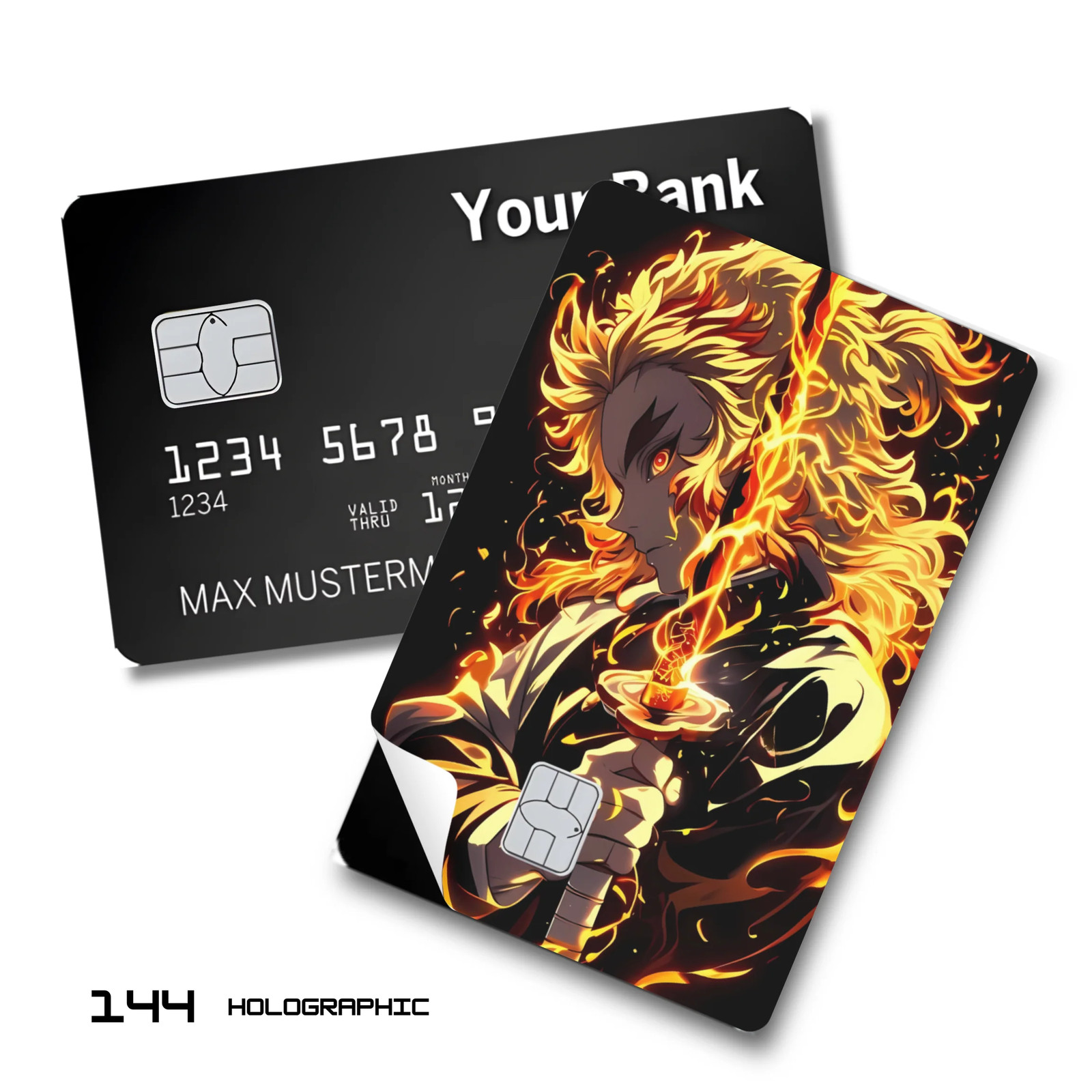 Credit Card Skin Sticker - Demon Slayer - Rengoku Flame Effects - Holographic