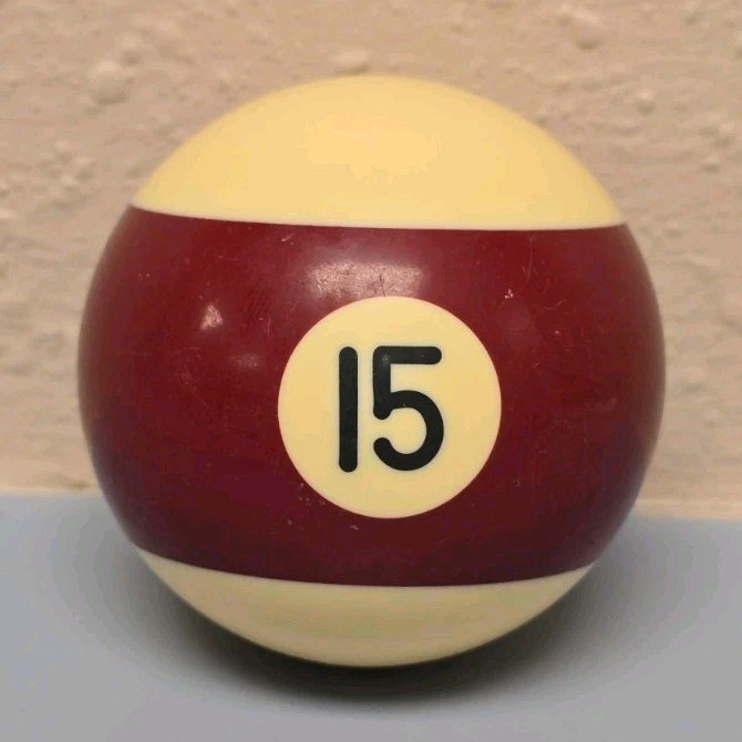 Maroon Number 15 Billiard Ball Single Pool Table Replacement Accessory 2 1/4"
