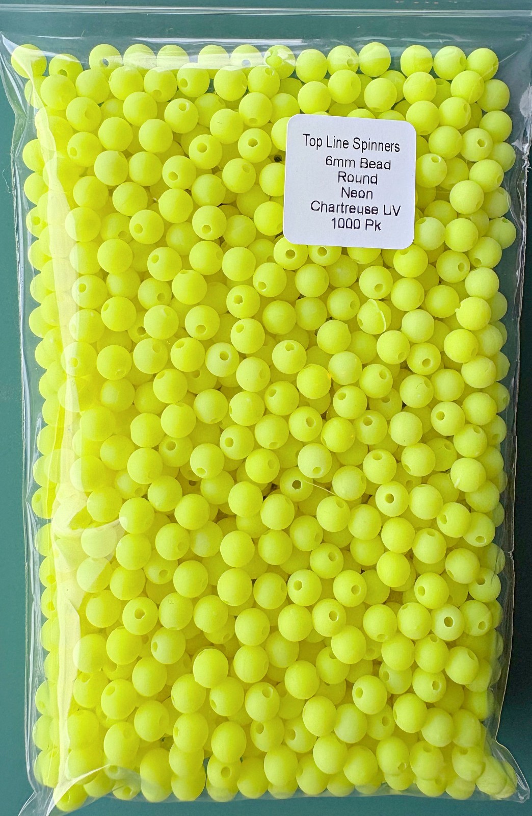 Pkg of 1000 each Neon Chartreuse UV 6mm plastic round beads