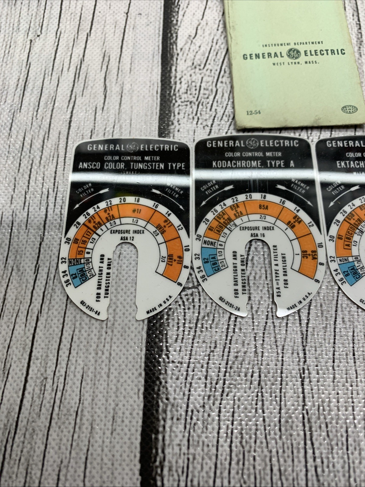 GENERAL ELECTRIC Color Control Meter SLIDES Only 4 All Different