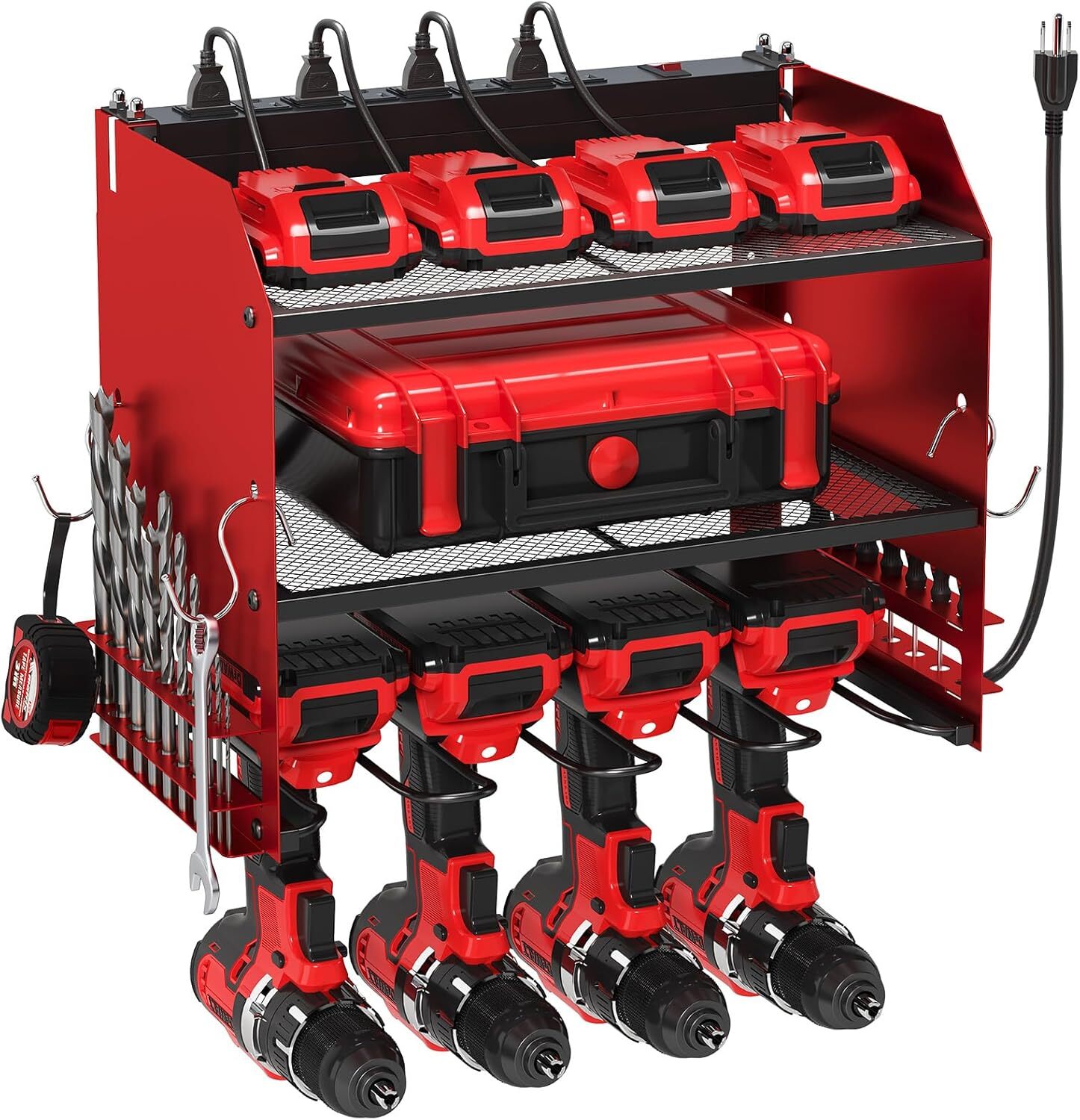 Power Tool Organizer Wall Mount with Charging Station Tool Storage Rack Holder