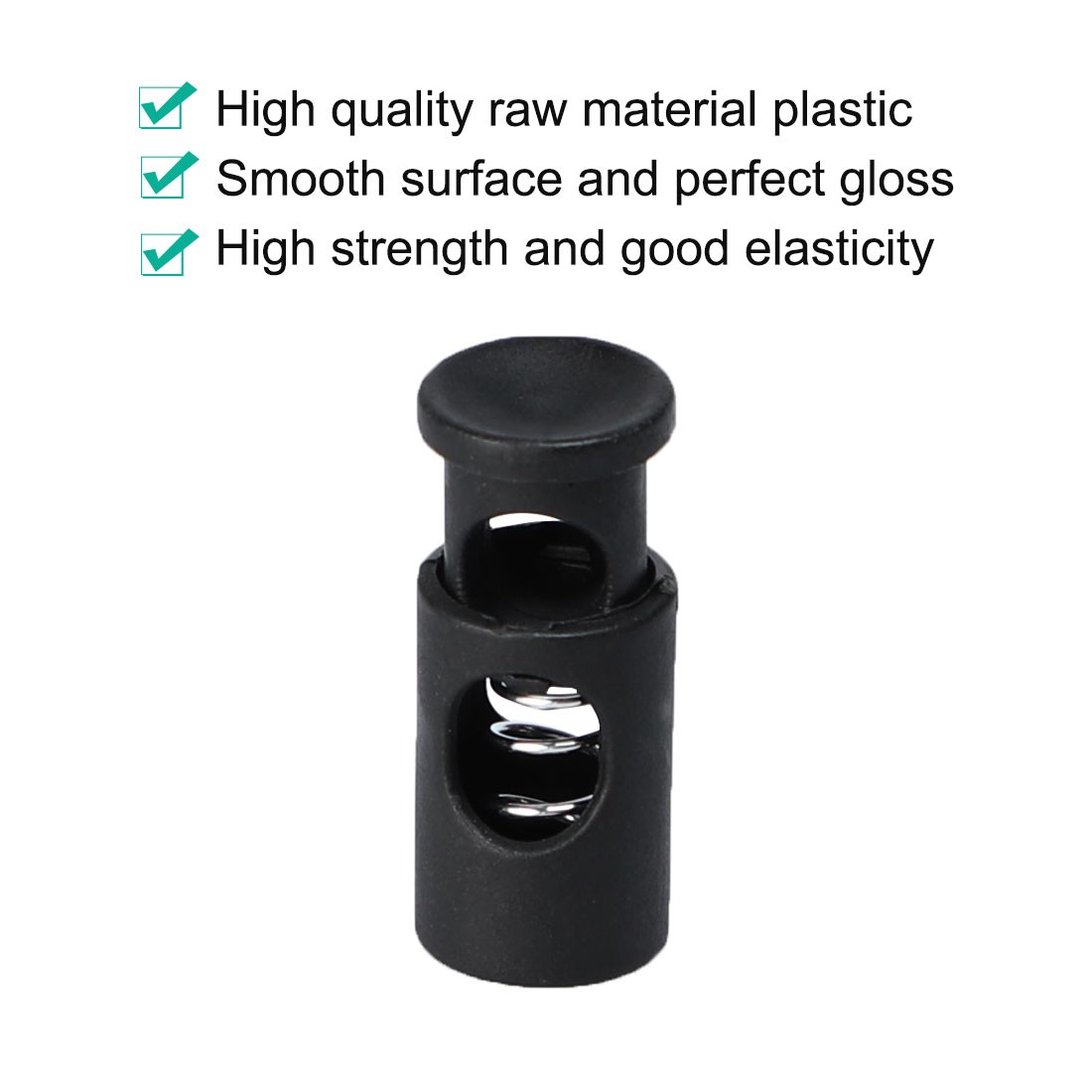 20pcs Plastic Cord Lock Stoppers Spring Toggle Ends Fastener Organizer Black