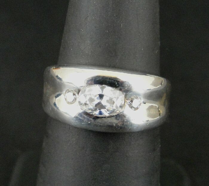 Ring Silver 3 Stone Cubic Zirconia Band Sterling 925 Size 6 Ring Band