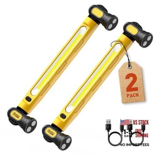 2PK Magnetic Under Hood Work Light Bar for Mechanics-| Rechargeable Yellow
