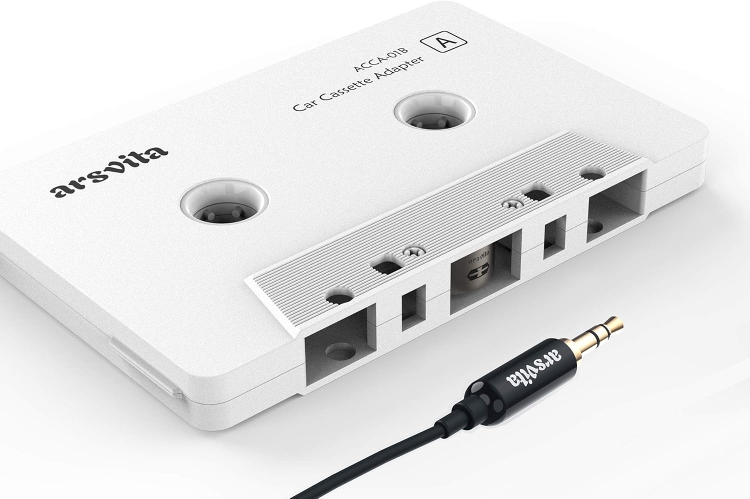arsvita Car Audio Cassette to Aux Adapter, 3.5 MM Auxillary Cable Tape White