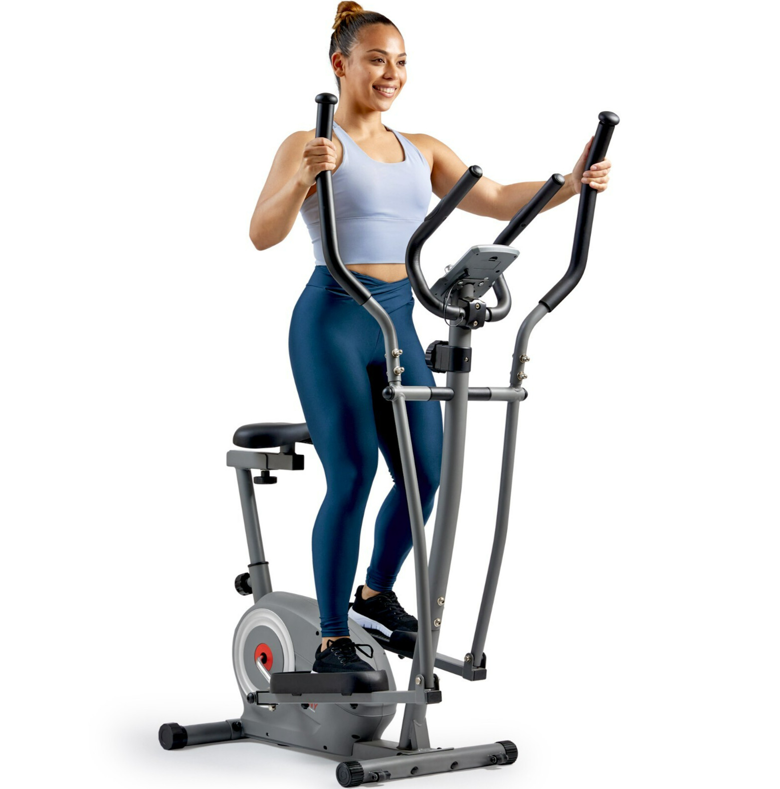 Compact Elliptical and Bike Exercise Machine Dual Mode Adjustable Resistance