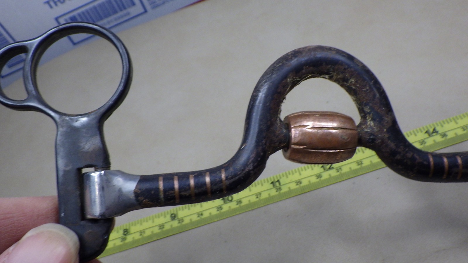 Vintage Curb Bit Copper Cricket S Shank Engraved Silver Dotted