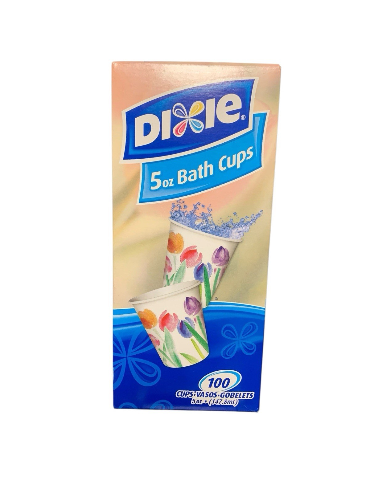 NIB Dixie Rosy Watercolors 5oz 100 Cups Disposable Sealed Box Floral Pattern NOS
