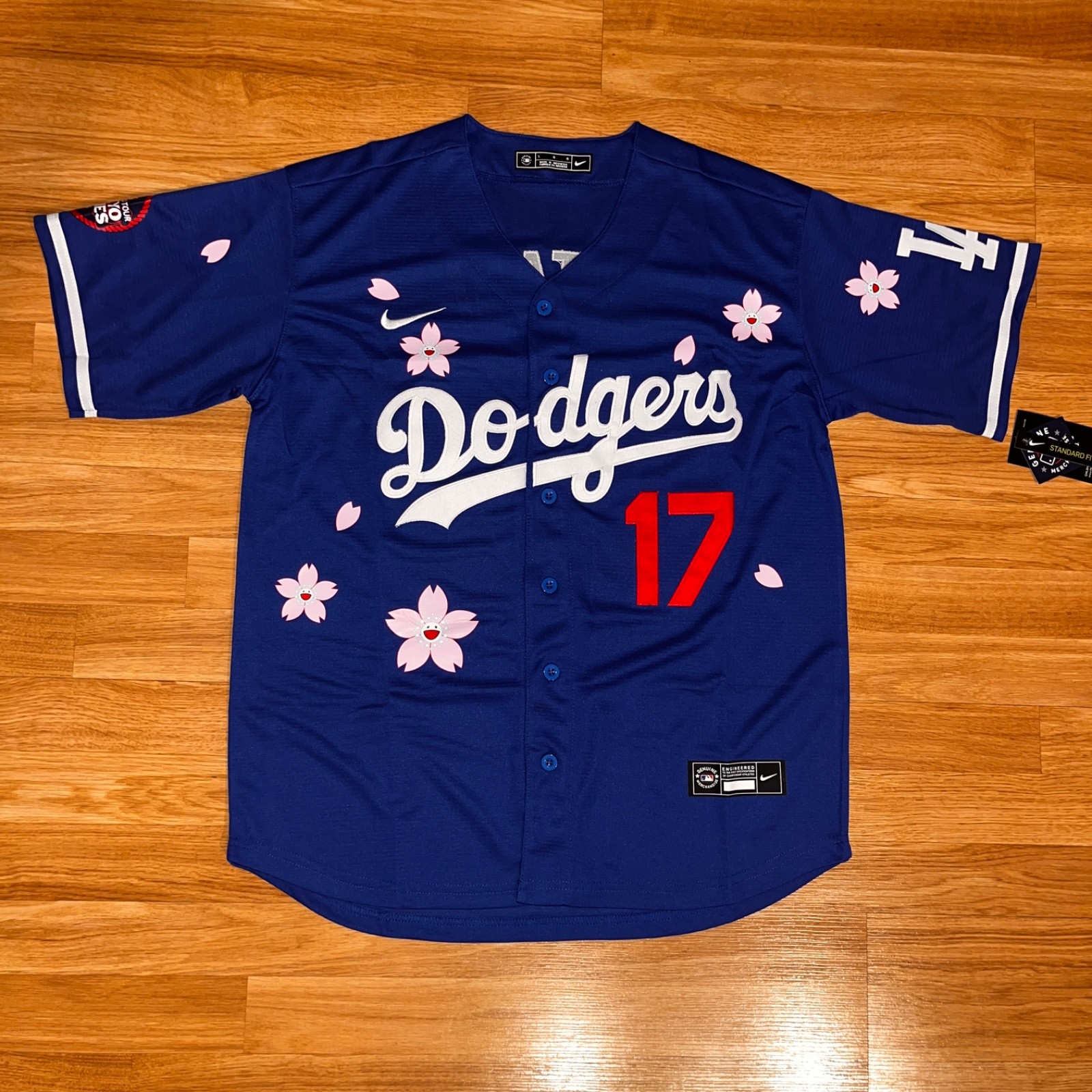 Los Angeles LA Dodgers Blue Ohtani Tokyo Series Cherry Blossom Stitched Jersey