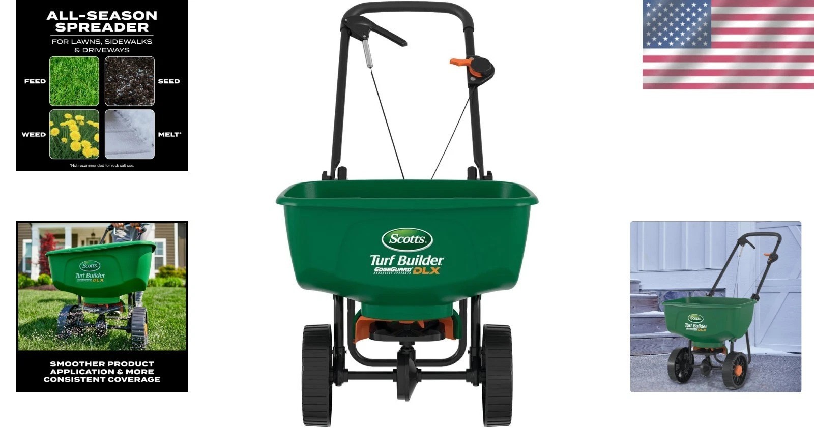 EdgeGuard Technology Turf Builder DLX Spreader - For Lawn Fertilizer & Ice Melt