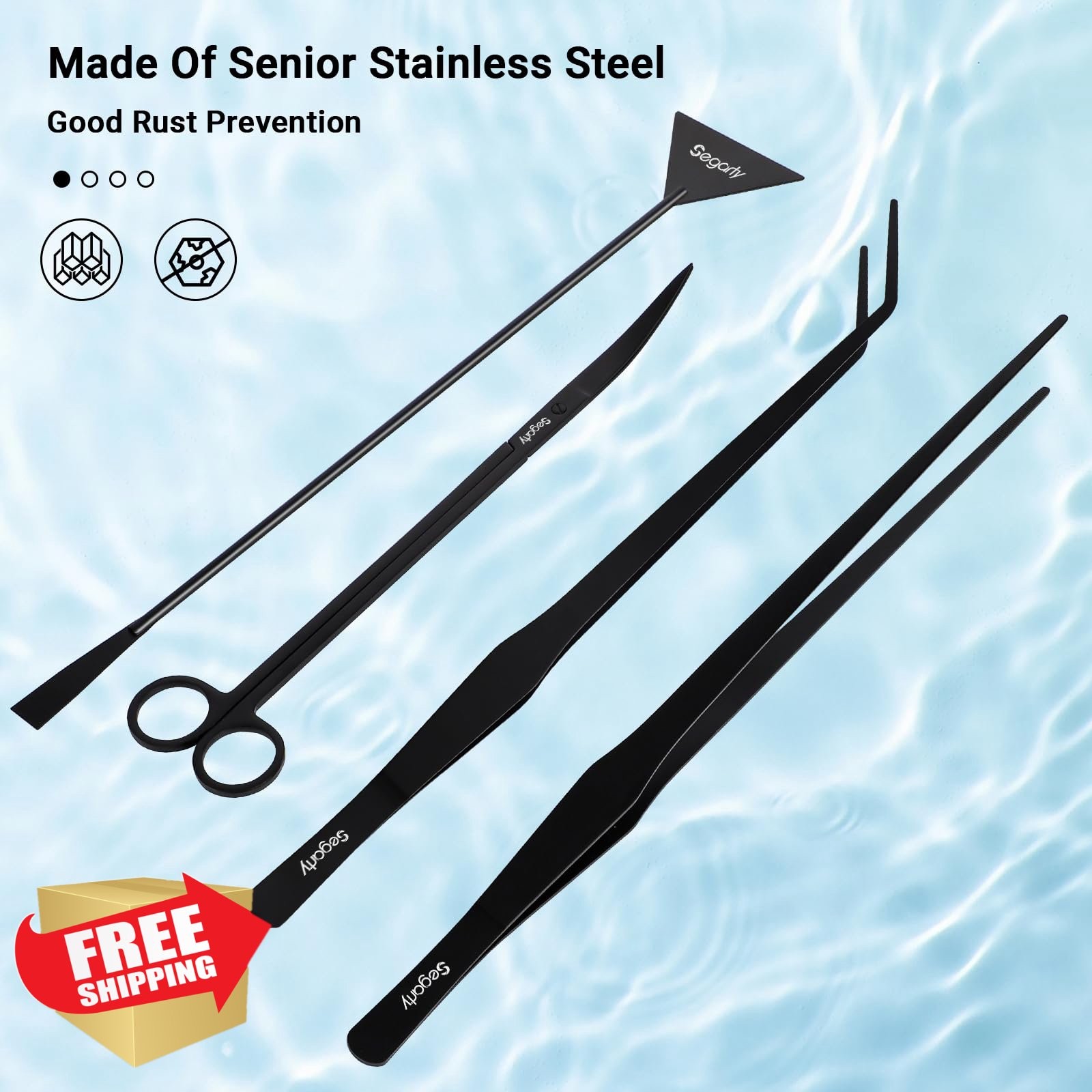 Segarty 4in1 Aquarium Tools Kit Aquascaping Stainless