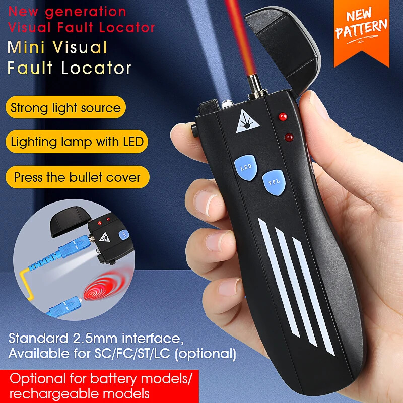 VFL Fiber Optic Cable Tester 1/15/30/50MW(optional) Visual Fault Locator SC/FC