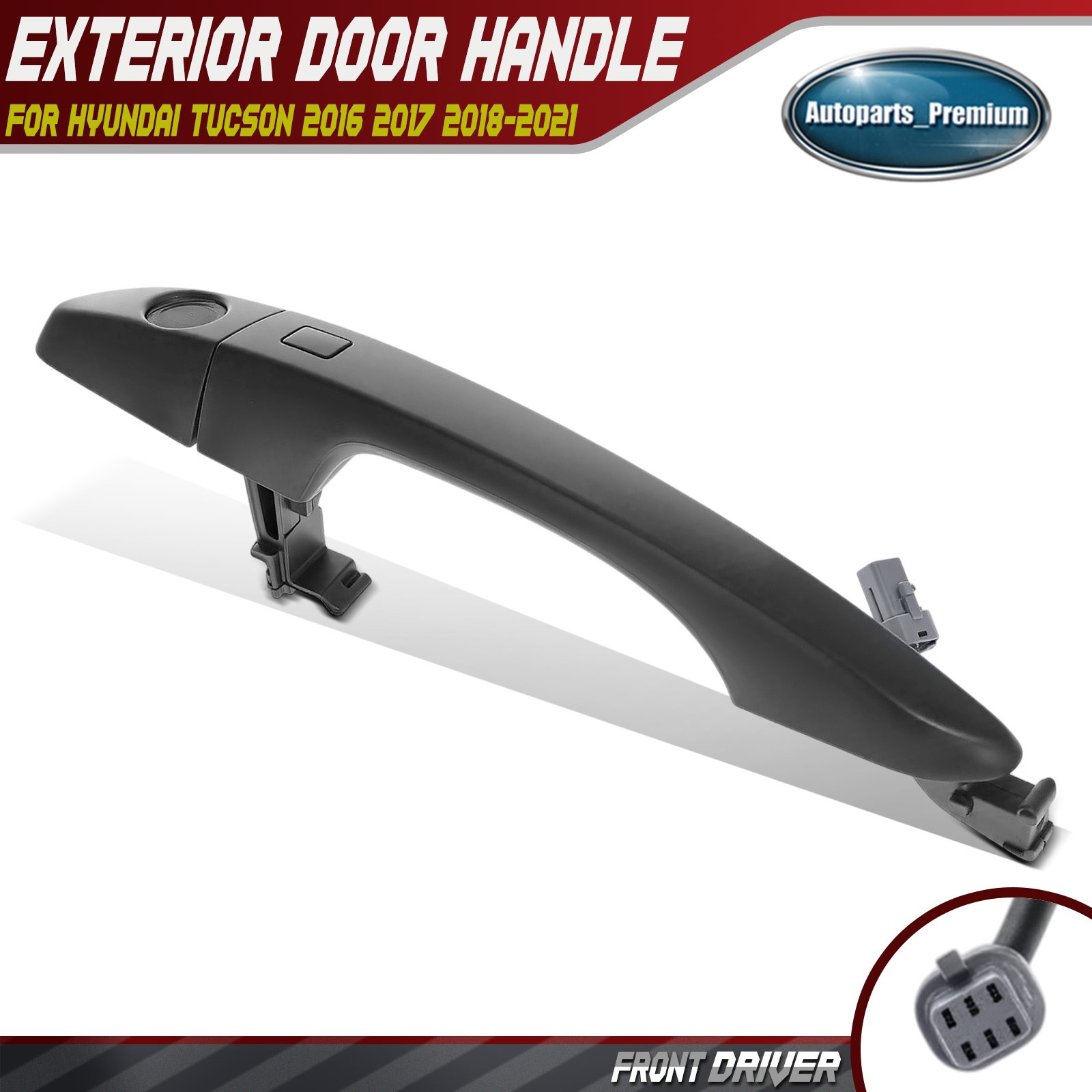 Front Driver Exterior Door Handle w/Keyhole & Cover for Hyundai Tucson 2016-2021