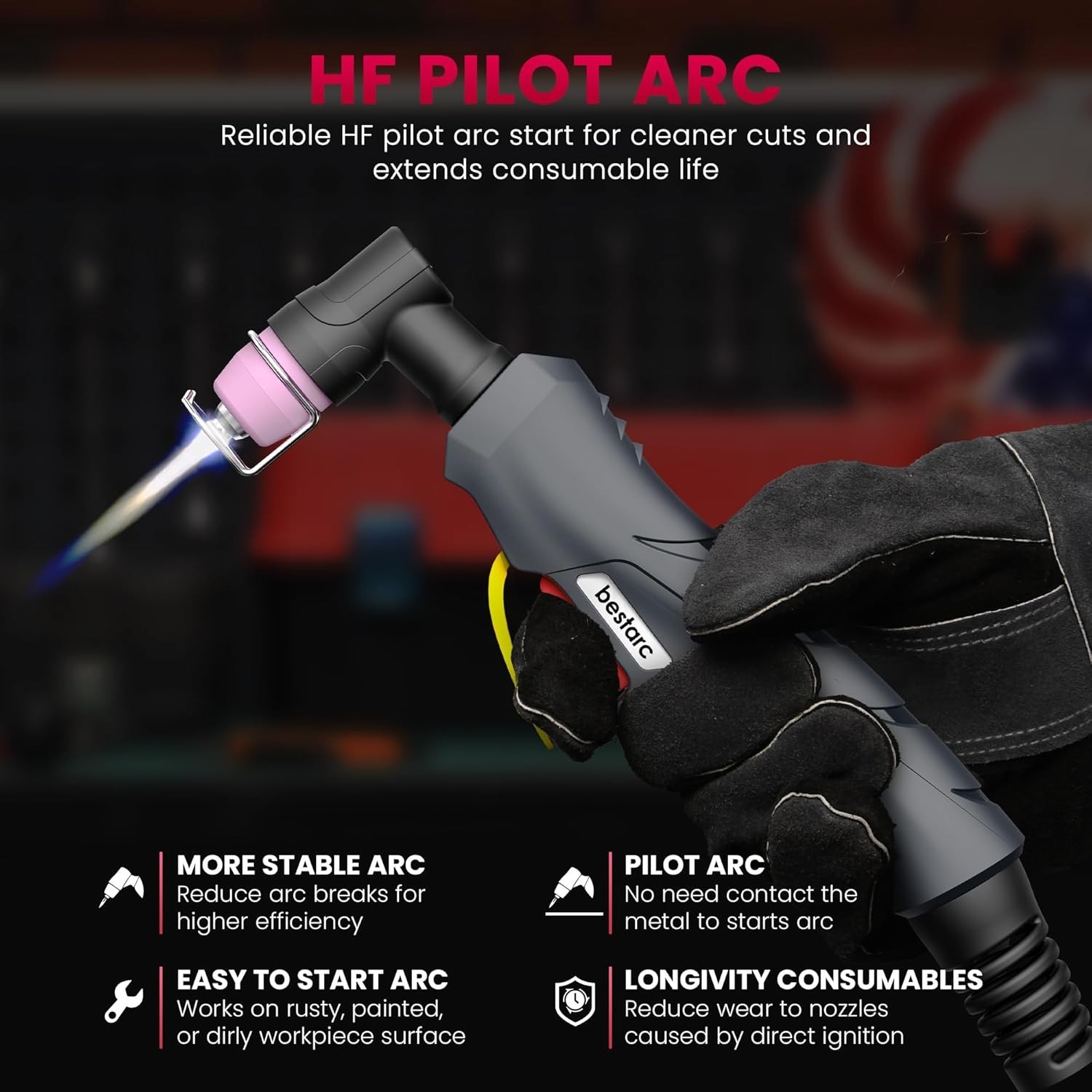 Plasma Cutter, [Pilot Arc][Large LED Display][Air Sensor]50A bestarc Plasma