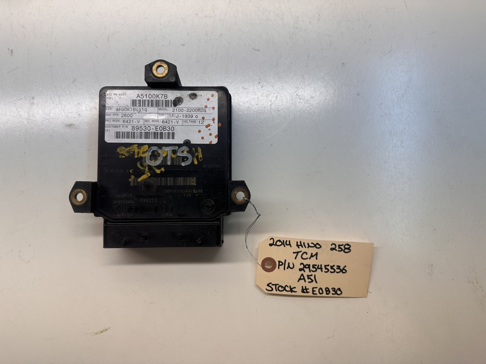 2014 Hino Allison 2100 2200RDS TCM Transmission Control Module 29545536 A51 2013