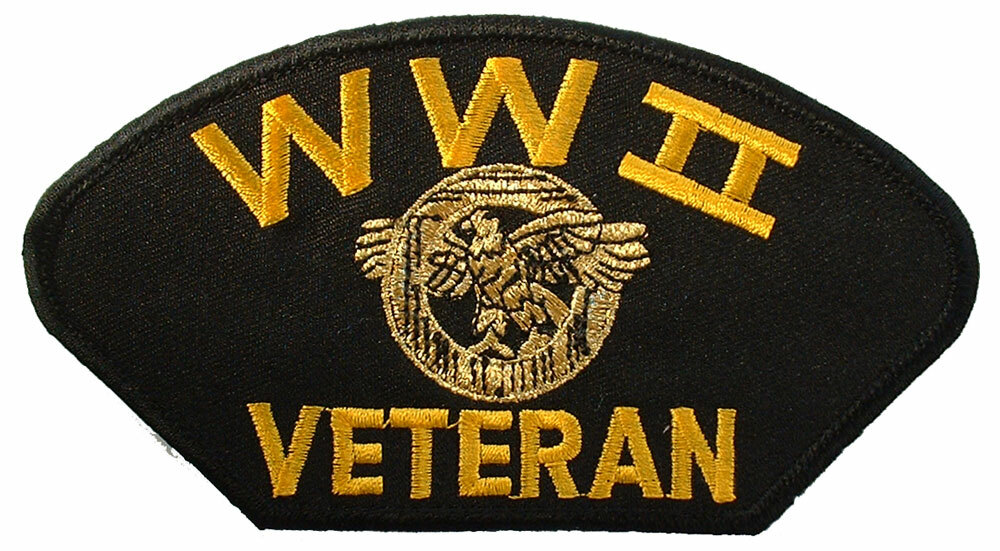 WWII VETERAN Embroidered Hat Patch 3" x 5-1/4" (1338)