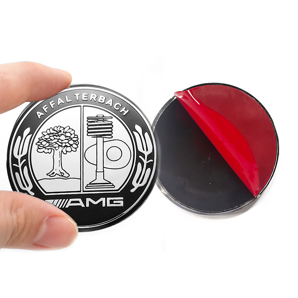 Front Hood 3D Apple Tree Badge For AMG Affalterbach Emblem Chrome Black Adhesive