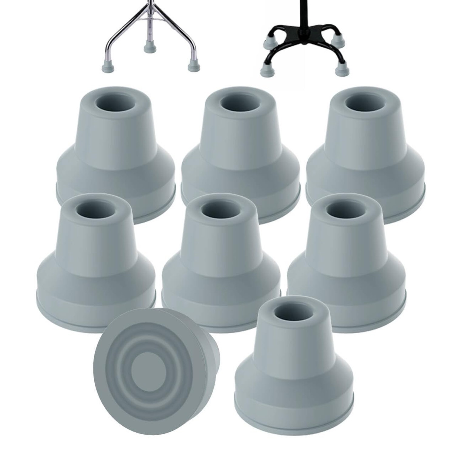 MFE Quad Cane Tips (Set of 8) - Heavy Duty 5/8 inch Replacement Rubber Foot -...