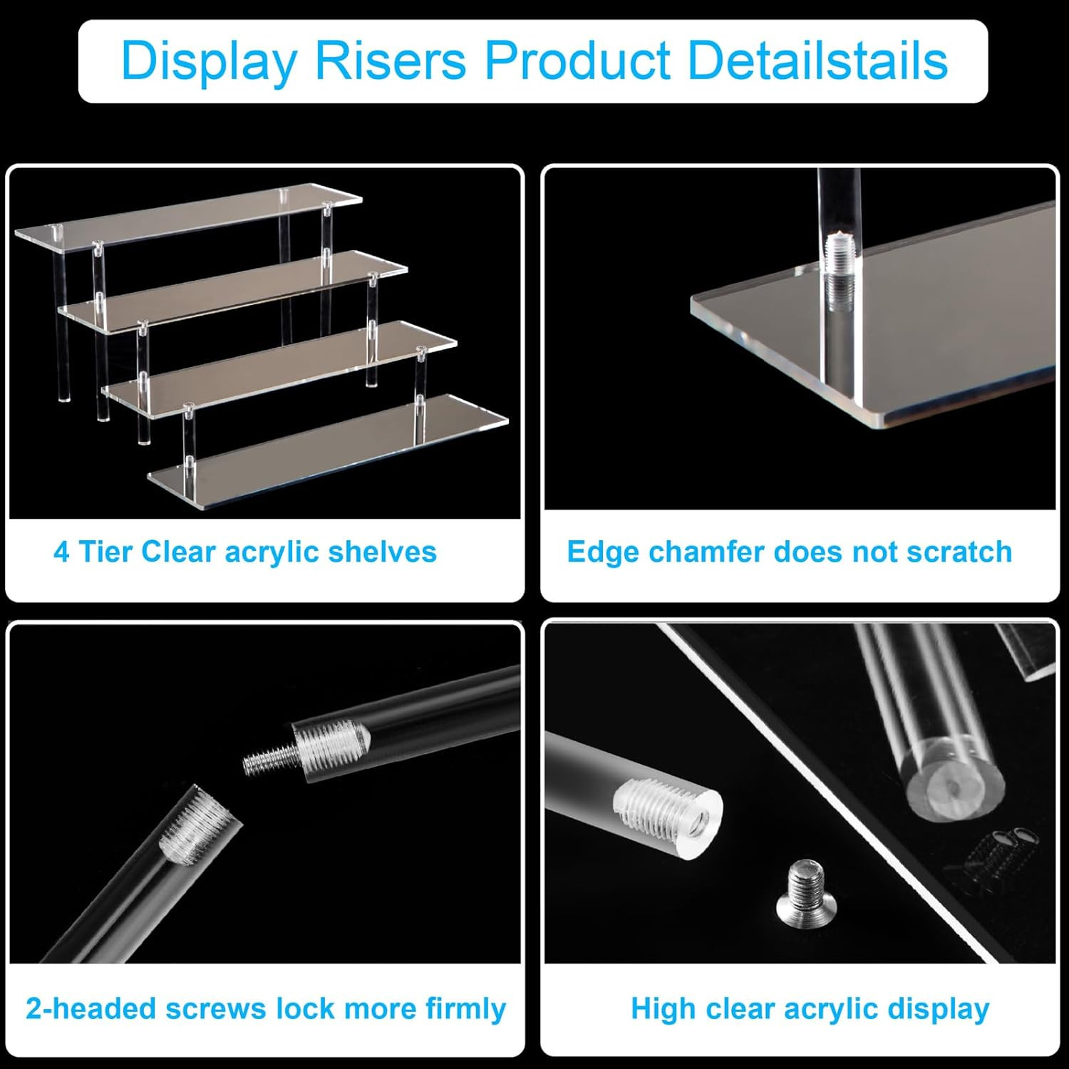4 Tier Acrylic Perfume Organizer Stand, Clear Display Risers for Perfume, ⭐⭐⭐