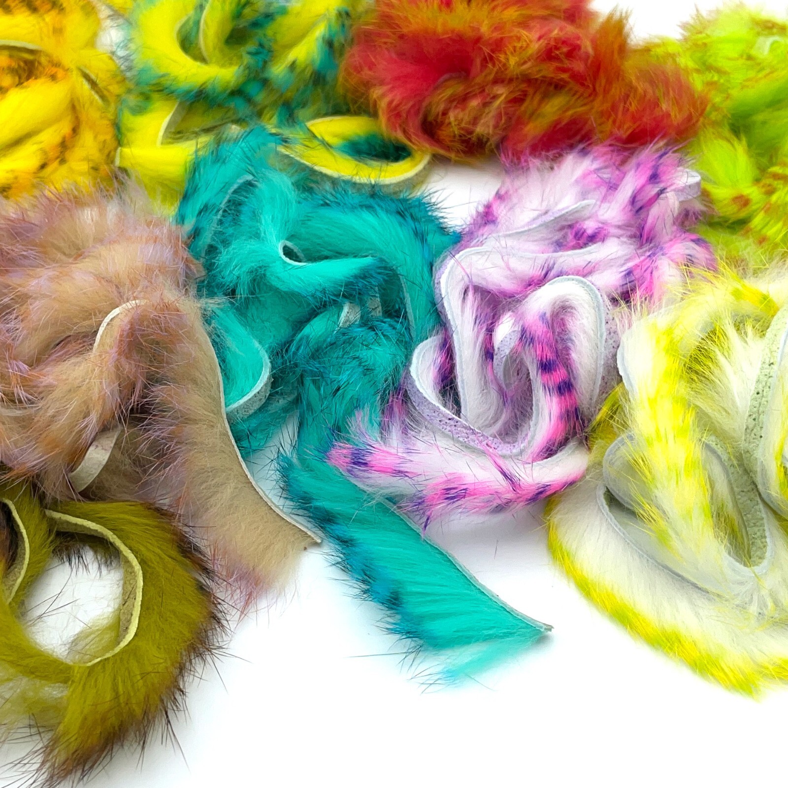BARRED POLYCHROME RABBIT STRIPS - Hareline Fly Tying Zonker Fur Material NEW!