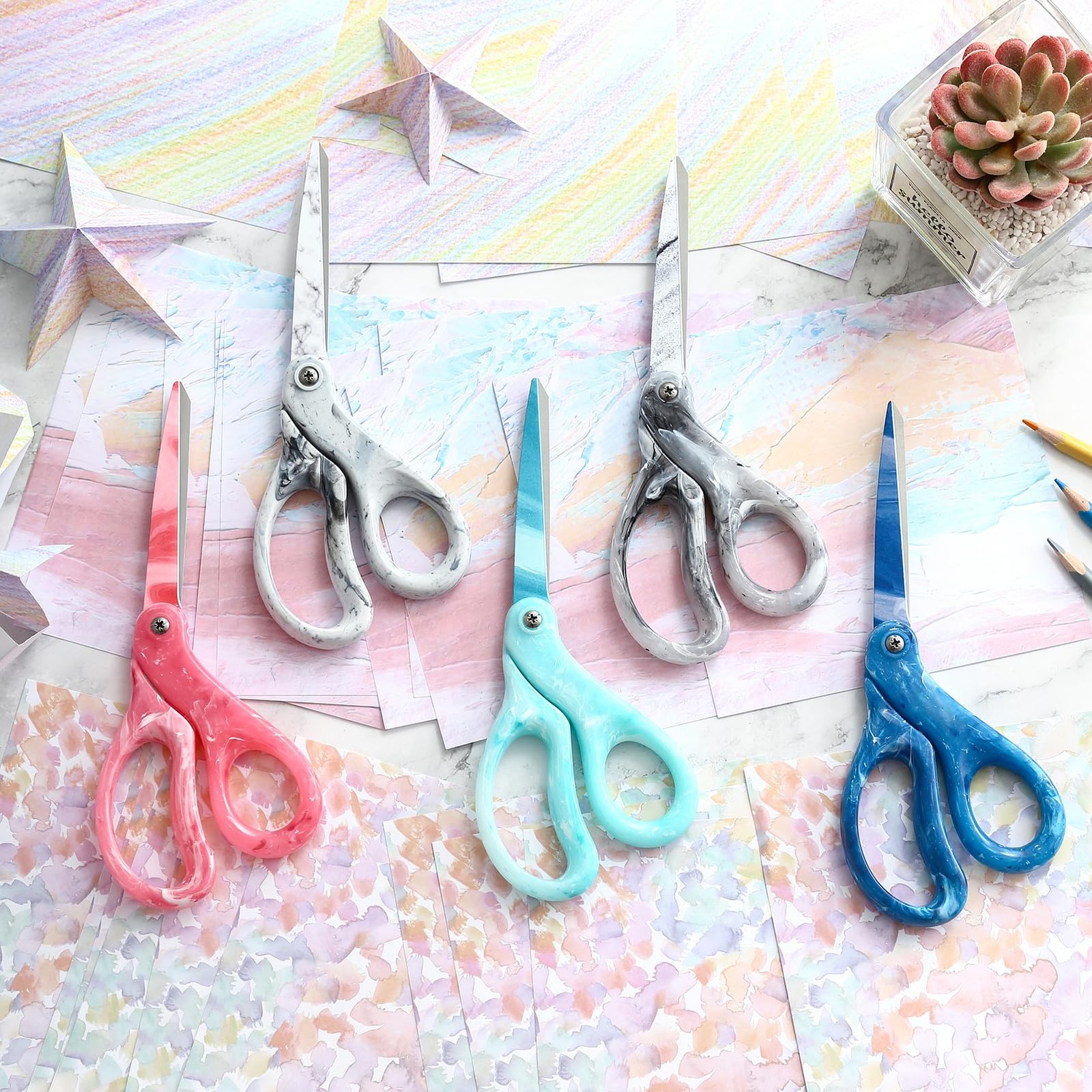 8-inch All-Purpose Scissors Heavy Duty Shears Gradient Blue Comfort Grip