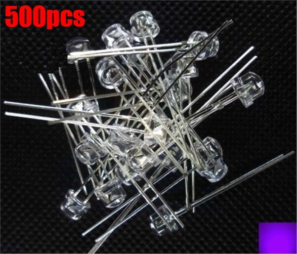 500Pcs X 5Mm Straw Hat Uv Purple Super-Bright Led Light Emitting Diode wm