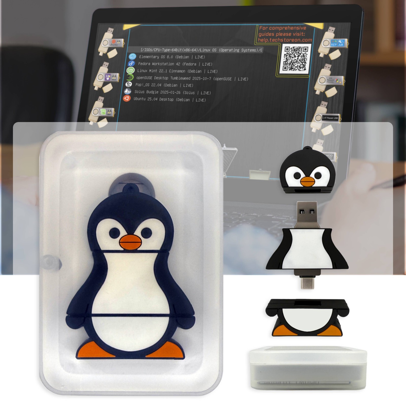 Ultimate Bootable USB Multi-Boot Linux & Windows Repair Toolkit - 128GB - USB3.0