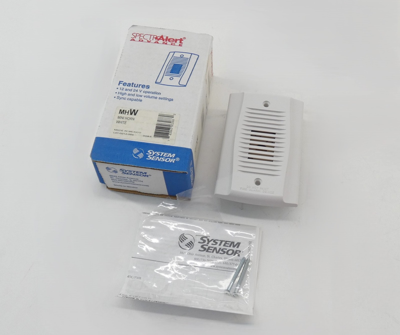 System Sensor MHW Wall Mount Mini Horn SpectrAlert Advance - NEW Surplus!