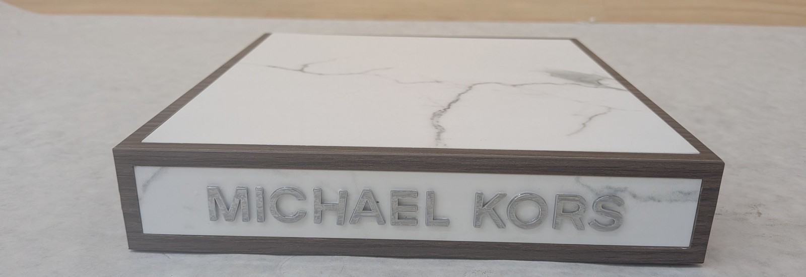 Michael Kors Square Wooden Marble Top Display 7.5" x 7.5" x 1"
