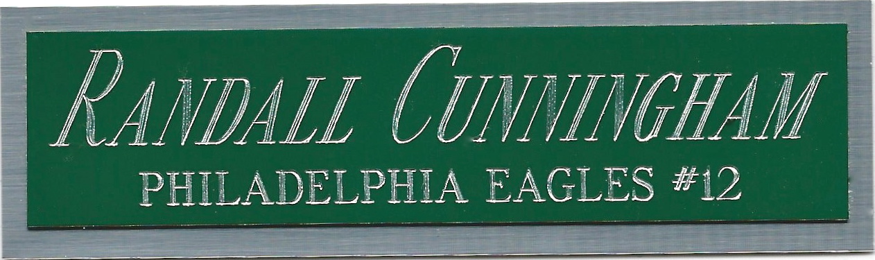 RANDALL CUNNINGHAM EAGLES NAMEPLATE FOR AUTOGRAPHED Signed HELMET-FOOTBALL-PHOTO