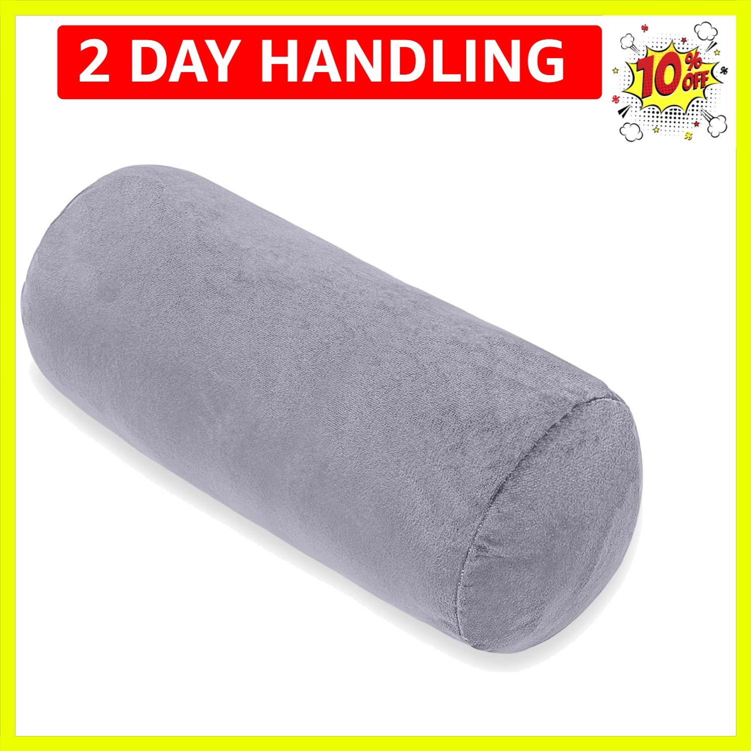 Bolster Pillow with Removable Velvet Cover, Round Cylinder Neck Roll Pillow f...