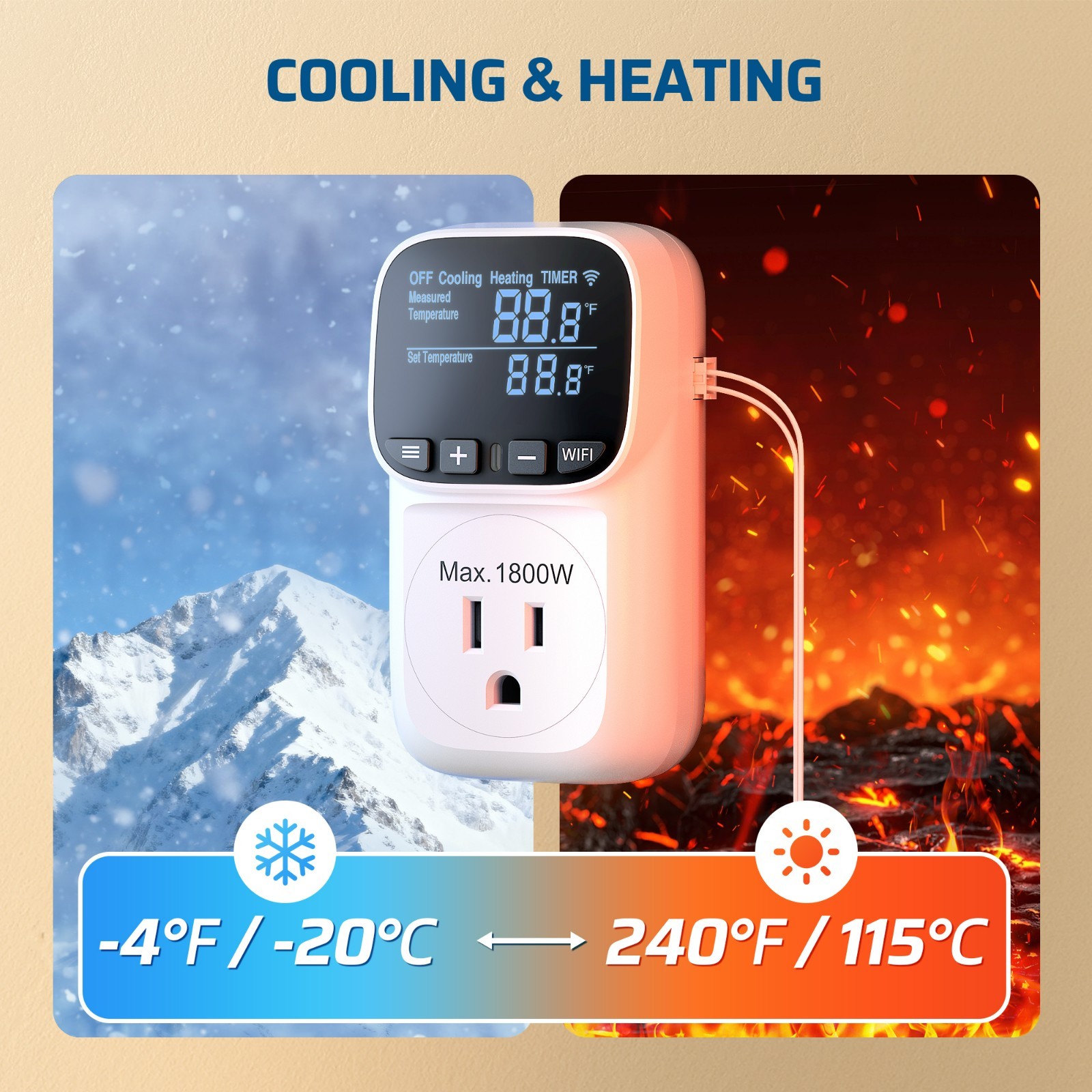 DEWENWILS Smart WiFi Temperature Controller, 15A 1800W, 24 Hour Schedule Timer
