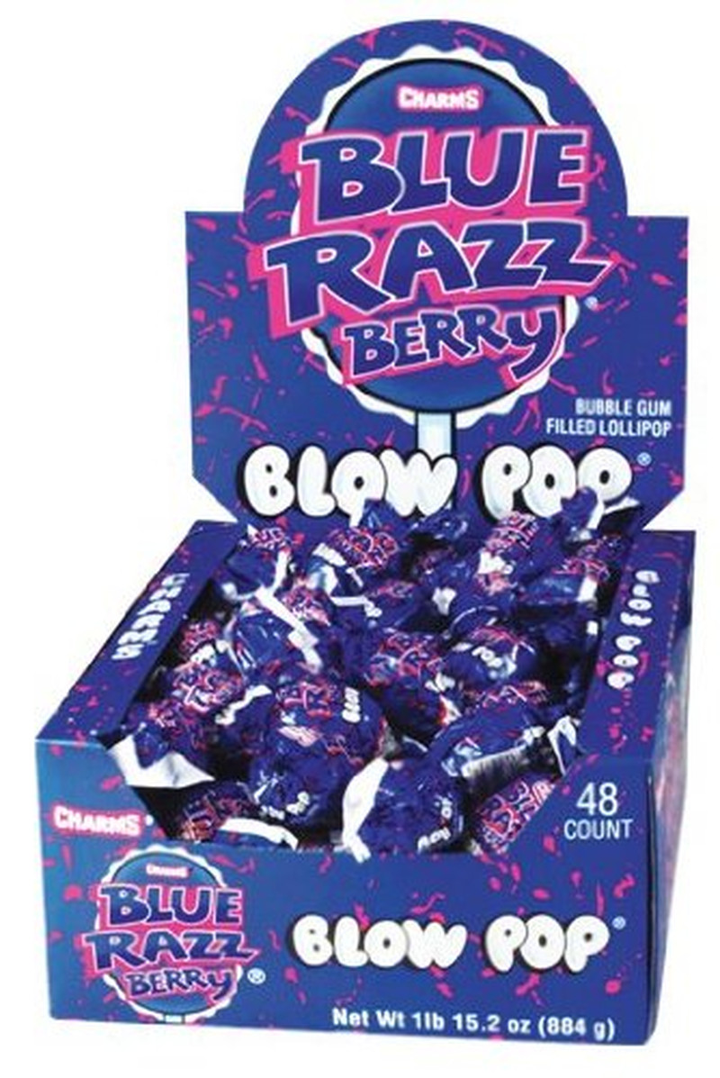 Blow Pop Lollipops Blue Razz Berry 48 Count Individually Wrapped Candy Gum